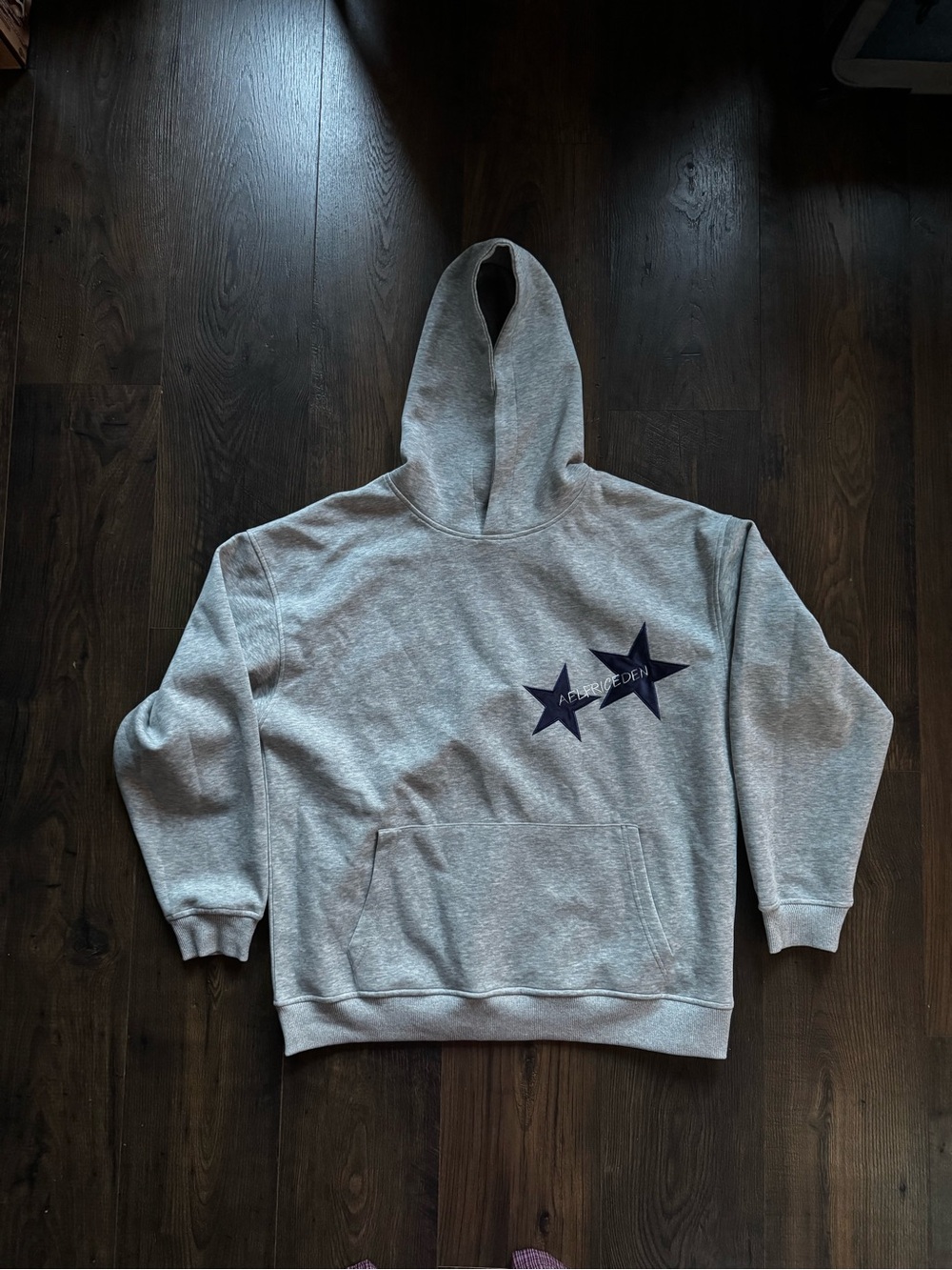 Aelfric Eden Gray Pullover Hoodie with Navy Star Graphic. Like new!